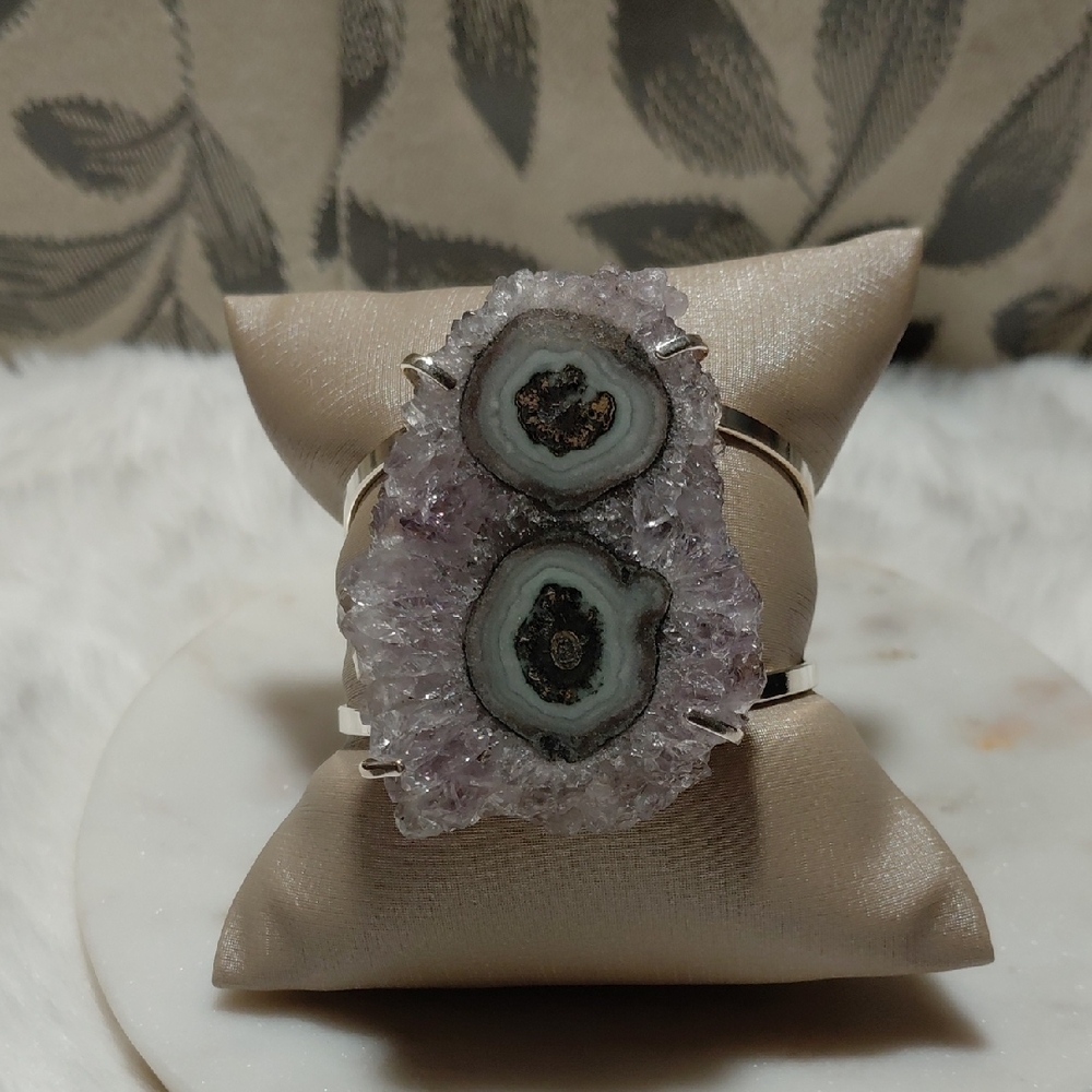 Stunning Silver and Purple Geode Bracelet